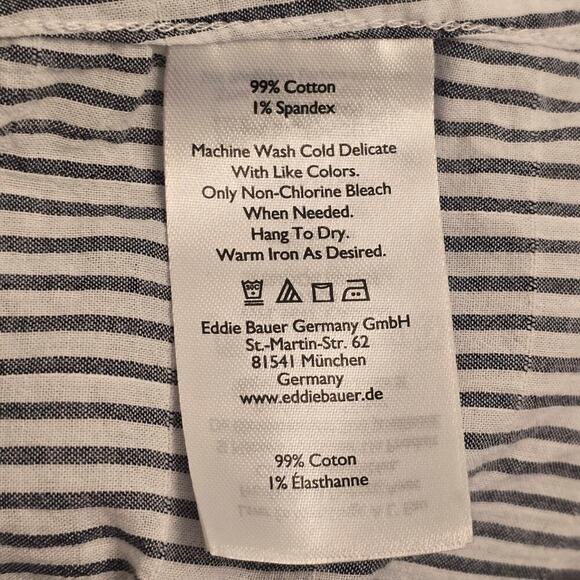 Eddie Bauer Women’s Plus Size 2X Gray Striped Cotton Shirt Coastal Resort Boho - Picture 7 of 7